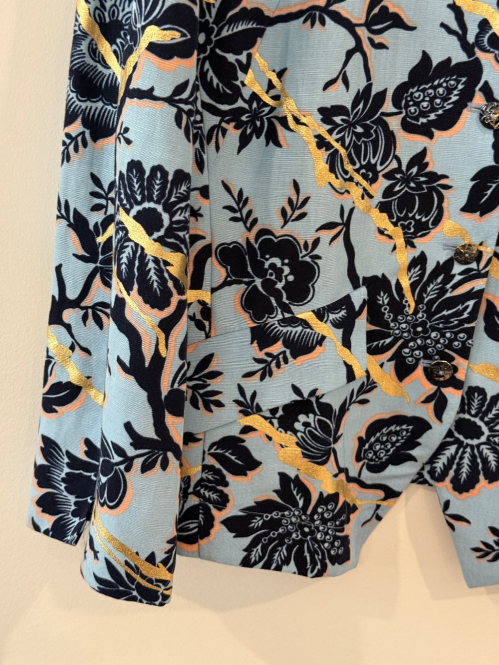 Vintage Bazar by Christian Lacroix blue floral blazer jacket, made France, EU 42 - Picture 4 of 14